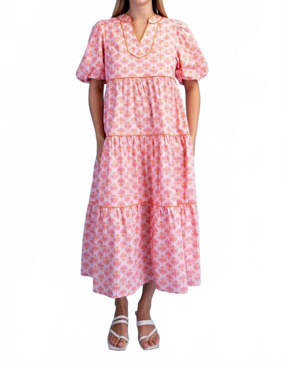 GIGIO Dresses & Skirts - NEW GIGIO v-neck tiered dress in pink